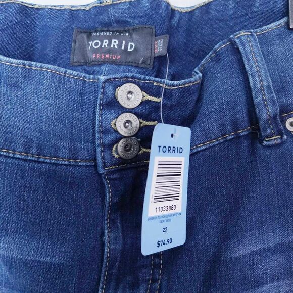 TORRID New With Tags Medium Blue Wash Whiskered Stretch Skinny Jeggings Size 22T - Picture 3 of 7